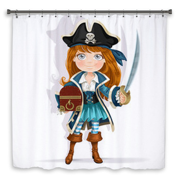 Cute Little Pirate Girl With Cutlass And Shower Curtain