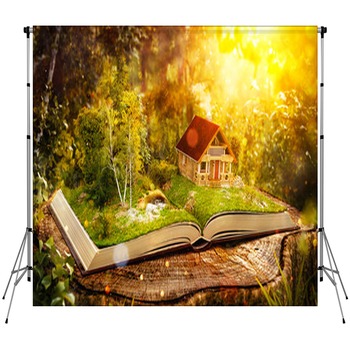 Cute Magical Log House Custom Size Backdrop