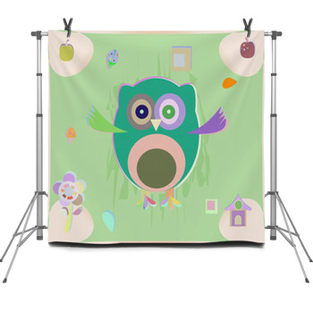 Cute Owl Card Baby Girl Arrival Fleece Backdrop