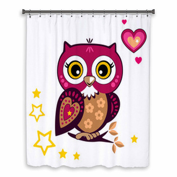 Cute Owl On A White Background Custom Size Shower Curtain