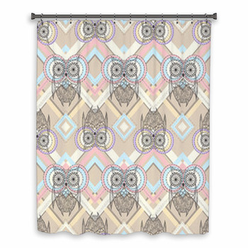 Cute Owl Seamless Pattern Custom Size Shower Curtain