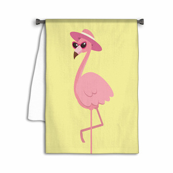 Cute Pink Flamingo With Hat Summer Time Concept Towel