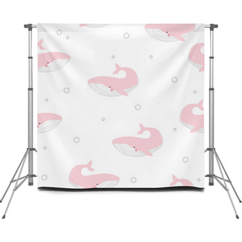 Cute Pink Whale Seamless Pattern Custom Size Backdrop