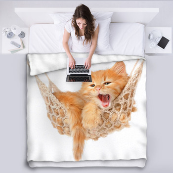 Cute Red-haired Kitten In Hammock Fleece Blanket