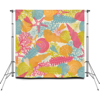 Cute Sea. Seamless Pattern. Custom Size Backdrop