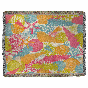 Cute Sea. Seamless Pattern. Woven Throw Blanket