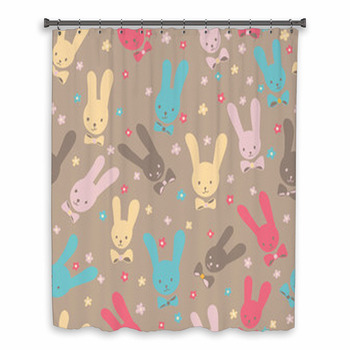 Cute Seamless Rabbits Custom Size Shower Curtain