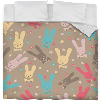 Cute Seamless Rabbits Fleece Bed Blanket