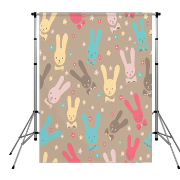 Cute Seamless Rabbits Pole Pocket Backdrop