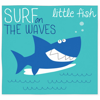Cute Shark Surfing Vector Custom Size Floor Mat