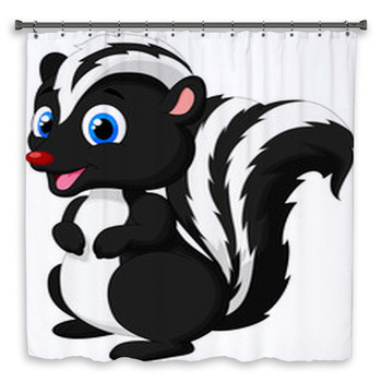 Cute Skunk Cartoon Custom Size Shower Curtain