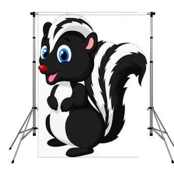 Cute Skunk Cartoon Pole Pocket Backdrop