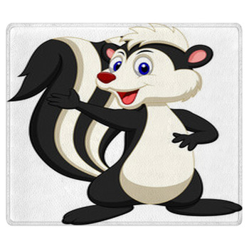 Cute Skunk Cartoon Waving Hand Bath Mat