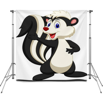 Cute Skunk Cartoon Waving Hand Custom Size Backdrop