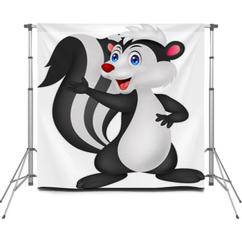 Cute Skunk Cartoon Waving Hand Custom Size Backdrop