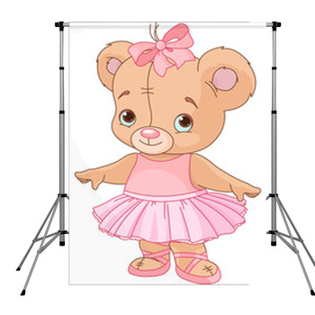 Cute Teddy Bear Ballerina Pole Pocket Backdrop