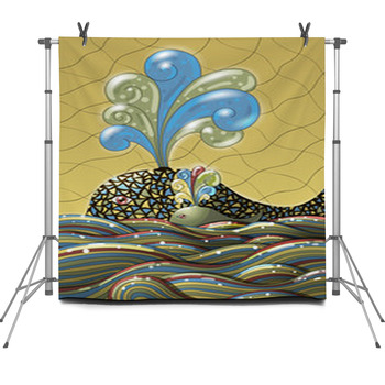 Cute Unusual Cartoon Decorative Whale Fleece Backdrop