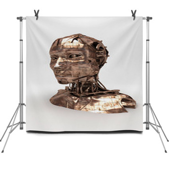 Cyborg, Robot, Androide Volto, 3d, Fleece Backdrop