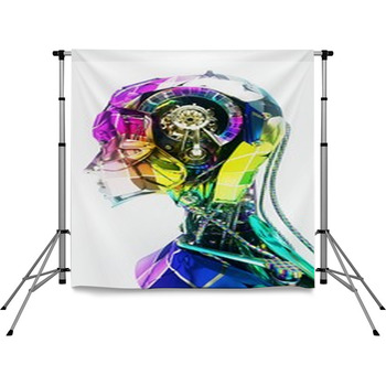 Cyborg, Robot, Androide Volto, Pole Pocket Backdrop