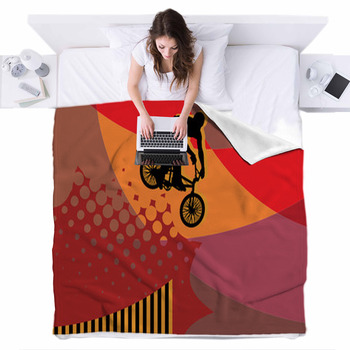 Cyclist Abstract Background Vector Fleece Bed Blanket