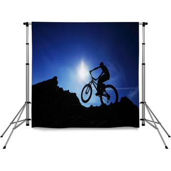 Cyclist Silhouette On BMX Bike Pole Pocket Backdrop