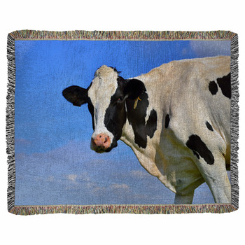 Dairy Cows On Farmland Woven Throw Blanket