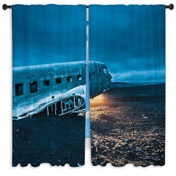Vintage Airplane Drapes Window Treatments Black Out Custom Sizes