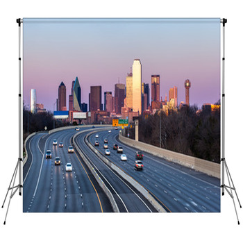 Dallas Downtown Skyline In The Evening Fleece Backdrop