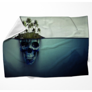 Dangerous Island With Skull Woven Throw Blanket