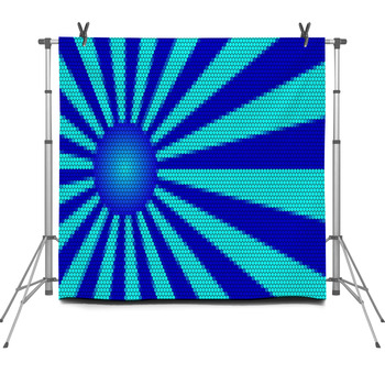 Dark Blue And Light Blue Rays And Ball Fleece Backdrop