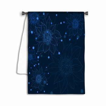 Dark Blue Floral Background Towel