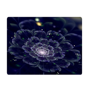 Dark Blue Fractal Flower Navy Bath Mat