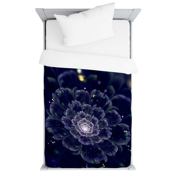 Dark Blue Fractal Flower Navy Toddler Duvet
