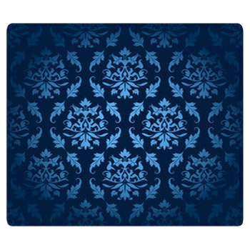 Dark Blue Seamless Flowers/Leafs Pattern Bath Mat