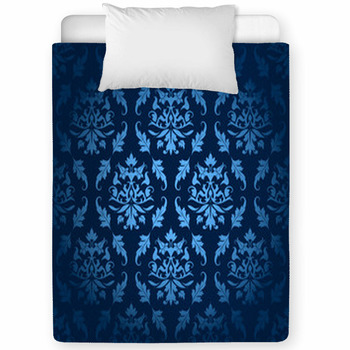 Dark Blue Seamless Flowers/Leafs Toddler Comforter