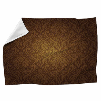 Dark Brown Vintage Wallpaper Design Fleece Blanket