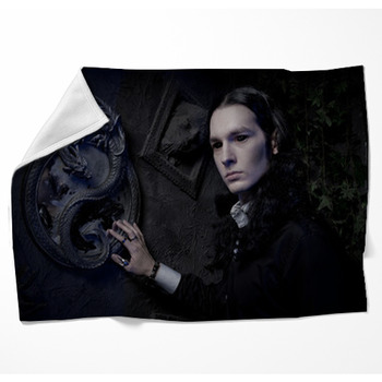 Dark Goth Vampire Stylish Man In The  Woven Throw Blanket