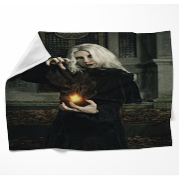 Dark Mage Manipulates Fire Woven Throw Blanket