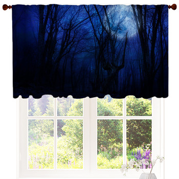 Dark Night Forest Agaist Full Moon Custom Size Valance
