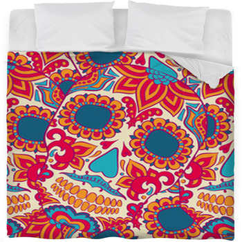 Day Of The Dead Skull Vector Fleece Bed Blanket