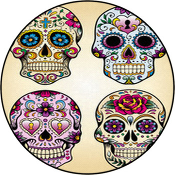 Day Of The Dead Vector Illustration Set Round Rug
