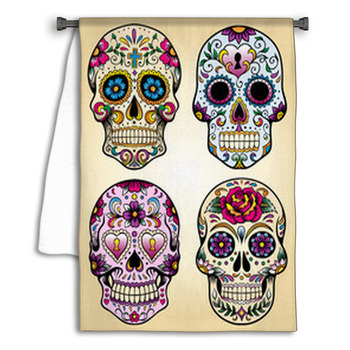 Day Of The Dead Vector Illustration Set Towel