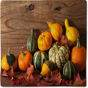 Decorative Mini Pumpkins On Wooden Baby Blanket