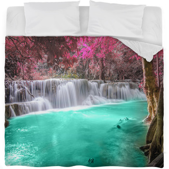 Deep Forest Waterfall In Kanchanaburi Fleece Bed Blanket