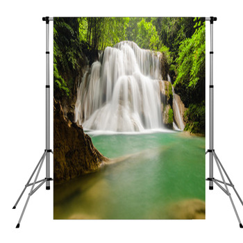 Deep Forest Waterfall In Pole Pocket Backdrop