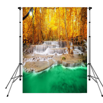 Deep Forest Waterfall In Pole Pocket Backdrop
