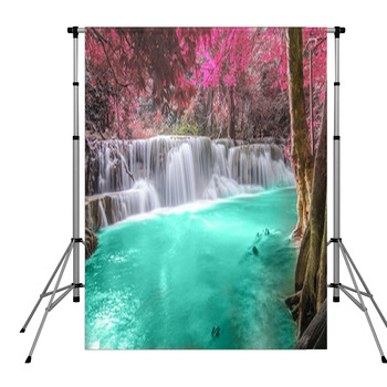 Deep Forest Waterfall In Pole Pocket Backdrop