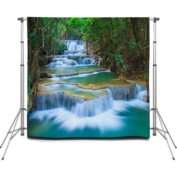 Deep Forest Waterfall In Custom Size Backdrop