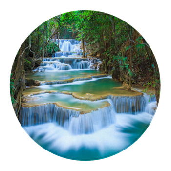 Deep Forest Waterfall In Kanchanaburi, Round Rug