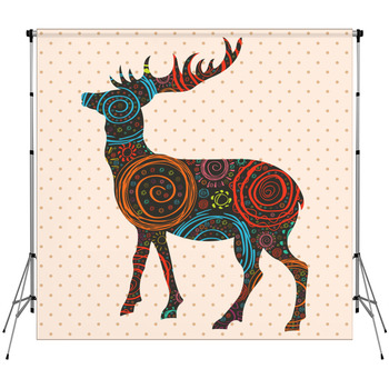 Deer Colorful Christmas Vector Custom Size Backdrop